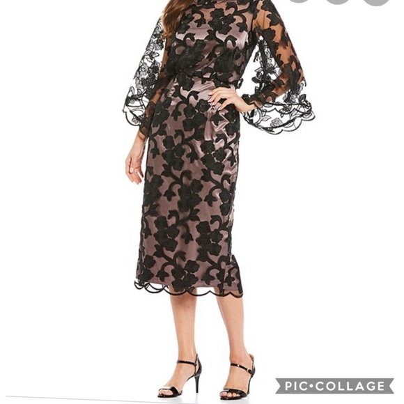 Js collection black MIDI lace bell sleeves cocktail dress Js collection black MIDI lace bell sleeves cocktail dress